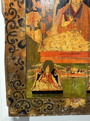 Lot 172 - A LARGE PAINTED WOOD PANEL, TIBET, 19TH CENTURY