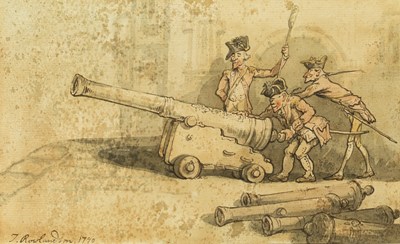 Lot 432 - THOMAS ROWLANDSON (1756-1827) THE LONG JOHN, A CANNON AT GOSPORT