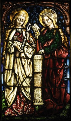 Lot 533 - ZETTLER STUDIOS (1870-1934) ST APOLLANIA AND ST BARBARA