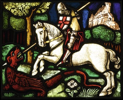 Lot 539 - ZETTLER STUDIOS (1870-1934) SAINT GEORGE SLAYING THE DRAGON