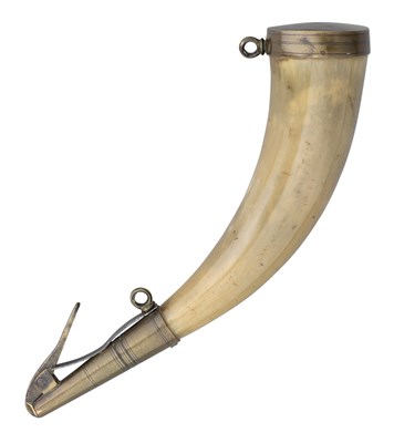 Lot 553 - A SMALL PRIMING FLASK FOR THE 9TH BATTALION OF THE ROYAL REGIMENT OF ARTILLERY