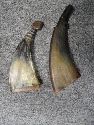 Lot 555 - TWO COW HORN FLASKS