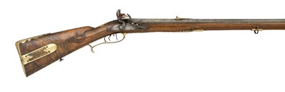 Lot 624 - A .600 CALIBRE GERMAN FLINTLOCK SPORTING RIFLE BY IOH. ANDRE KUCHENREITER