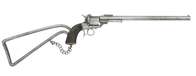 Lot 631 - A FRENCH .45 CALIBRE PIN-FIRE PISTOL REVOLVER-CARBINE BY EUGÃˆNE LEFAUCHEUX