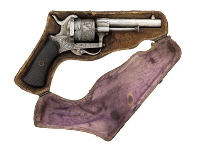 Lot 661 - A CASED 8MM PIN-FIRE REVOLVER
