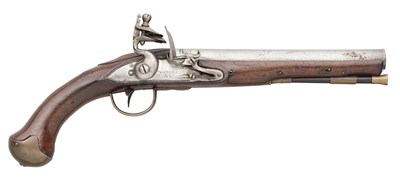 Lot 664 - A 15 BORE FLINTLOCK PISTOL OF LIVERY TYPE BY WATERS & CO