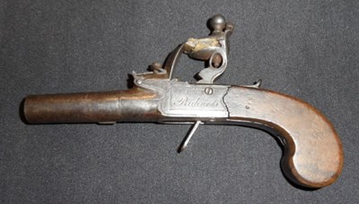Lot 669 - A 60 BORE FLINTLOCK POCKET PISTOL BY I. & W. RICHARDS