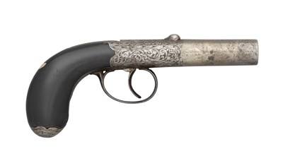 Lot 673 - A 25 BORE PERCUSSION SELF-COCKING PERCUSSION POCKET PISTOL