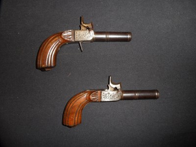 Lot 681 - A PAIR OF 50 BORE CONTINENTAL PERCUSSION POCKET PISTOLS