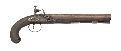 Lot 693 - A 15 BORE FLINTLOCK DUELLING PISTOL BY H.W. MORTIMER