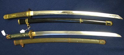 Lot 6 - A W.W.II JAPANESE SWORD (KATANA) AND A JAPANESE SWORD (KATANA)