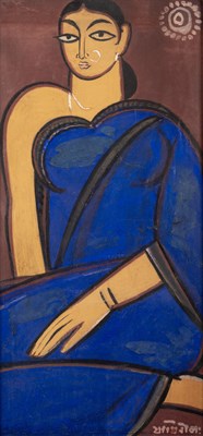 Lot 210 - JAMINI ROY (INDIAN, 1887-1972): UNTITLED (A MAIDEN)