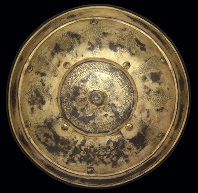 Lot 120 - A VERY RARE OTTOMAN TOMBAK SHIELD (KALKAN)