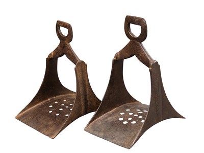 Lot 124 - TWO OTTOMAN STEEL STIRRUPS