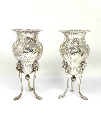 Lot 174 - A PAIR OF VICTORIAN SILVER VASES, WILLIAM COMYNS & SONS, LONDON, 1887