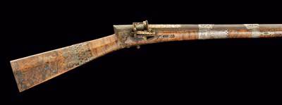 Lot 147 - AN 18 BORE OTTOMAN SILVER-MOUNTED MIQUELET-LOCK RIFLE