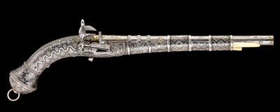 Lot 154 - A 25 BORE CAUCASIAN MIQUELET-LOCK PISTOL