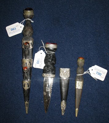 Lot 190 - THREE HIGHLAND DRESS SKEAN DHUS