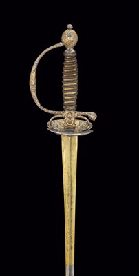 Lot 197 - A FRENCH SMALL-SWORD WITH FINELY CHISELLED AND GILT HILT