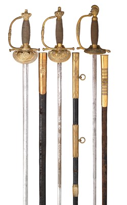 Lot 230 - A GROUP OF FOUR COURT SWORDS; THREE MASONIC SWORDS; AND A U.S. SWORD