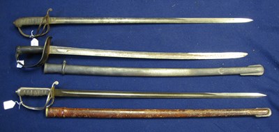 Lot 232 - AN 1885 PATTERN CAVALRY TROOPER'S SWORD; A POST 1902 ARTILLERY OFFICER'S SWORD; AND A POST 1902