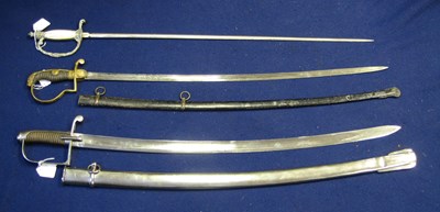 Lot 261 - AN IMPERIAL GERMAN CAVALRY OFFICER'S SWORD; A CONTINENTAL Ã‰PÃ‰E