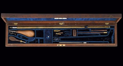 Lot 316 - A CASED .400 CALIBRE ROYAL PERCUSSION LANG'S PATENT WALKING STICK GUN