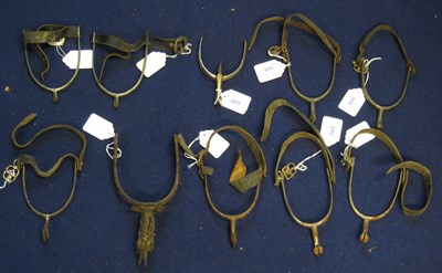 Lot 369 - THREE PAIRS AND THREE SINGLE OFFICER'S SPURS