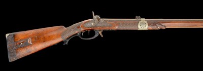 Lot 421 - AN 18 BORE GERMAN PERCUSSION SPORTING RIFLE BY MORGENROTH IN GERNRODE