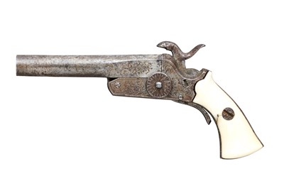 Lot 436 - A FINE MINIATURE PIN-FIRE PISTOL SIGNED K. TABACZKOWSKI