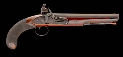 Lot 452 - A 20 BORE FLINTLOCK DUELLING PISTOL BY GALTON