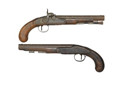 Lot 460 - A PAIR OF 22 BORE SILVER-MOUNTED PERCUSSION PISTOLS BY TWIGG