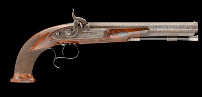 Lot 462 - A 40 BORE PERCUSSION DUELLING PISTOL SIGNED LYELL