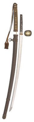 Lot 1 - A JAPANESE W.W.II OFFICER'S SWORD (KATANA) WITH EARLIER BLADE