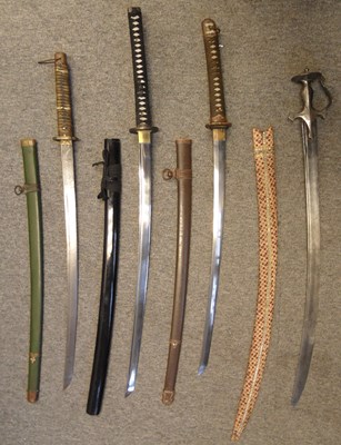 Lot 9 - A JAPANESE W.W.II KATANA AND AN INDIAN TALWAR