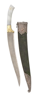 Lot 28 - AN INDIAN DAGGER WITH CARVED JADE HILT