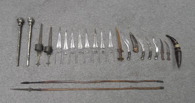Lot 35 - EIGHT INDIAN DAGGERS (KATAR)