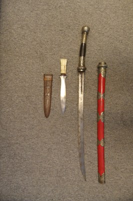Lot 59 - AN AFRICAN DAGGER AND A BURMESE DHA