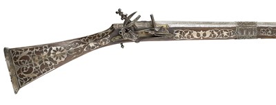 Lot 70 - A 16 BORE ALGERIAN SILVER-MOUNTED TOE-LOCK MUSKET