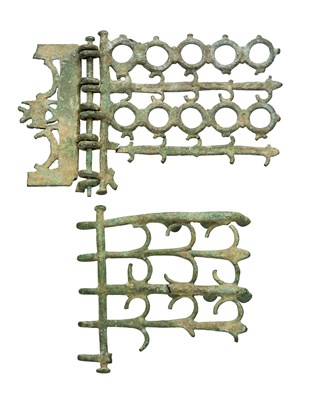 Lot 73 - â€¡ TWO FRAGMENTARY BRONZE HINGES