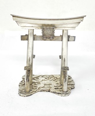 Lot 50 - A JAPANESE SILVER MODEL OF A TORII (SHRINE GATEWAY), 20TH CENTURY