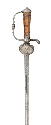 Lot 95 - ËœA RARE HUNTING SWORD WITH TORTOISESHELL-VENEERED HILT