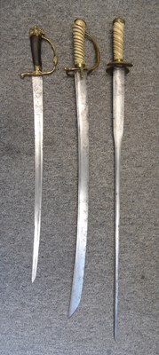 Lot 201 - A GERMAN TOWN SWORD AND TWO HUNTING SWORDS