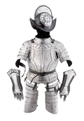 Lot 232 - A COMPOSITE NORTH GERMAN LIGHT FIELD ARMOUR WITH EMBOSSED DECORATION IN THE 'BLACK AND WHITE' FASHIO