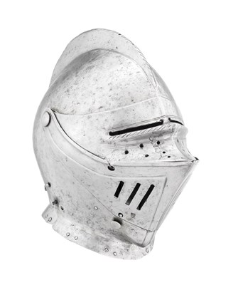 Lot 235 - A SOUTH  GERMAN CLOSE HELMET FOR HEAVY FIELD USE