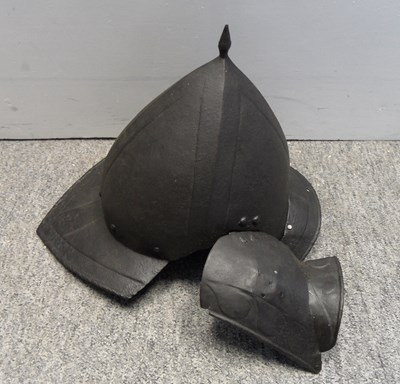 Lot 241 - A SOUTH GERMAN BURGONET EMBOSSED IN THE 'BLACK AND WHITE' FASHION