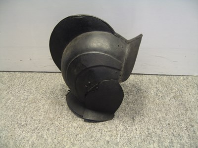 Lot 249 - A GERMAN BURGONET WITH EMBOSSED DECORATION IN THE 'BLACK AND WHITE' FASHION