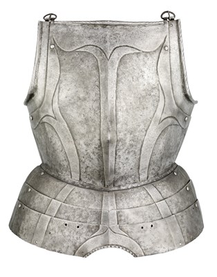 Lot 290 - A GERMAN BREASTPLATE WITH EMBOSSED DECORATION IN THE 'BLACK AND WHITE' FASHION