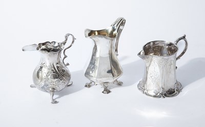 Lot 180 - THREE ENGLISH SILVER CREAM JUGS