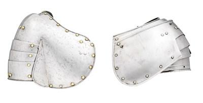 Lot 306 - A PAIR OF COMPOSITE PAULDRONS